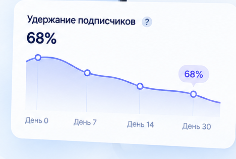 Пример показателя удержания: 68%